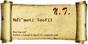 Németi Teofil névjegykártya